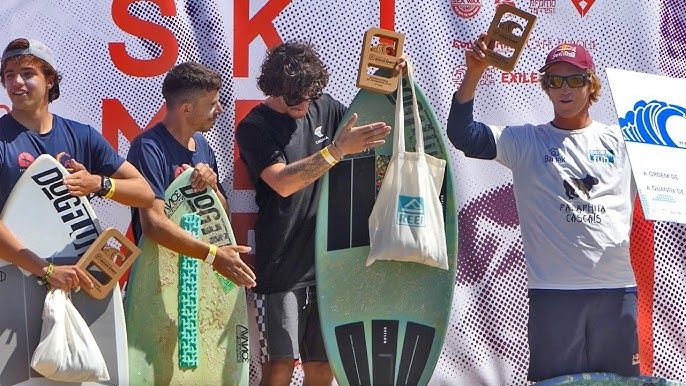Top 4 of the Men Open Category at the International de Skimboard 2023 held in Santa Cruz, Portugal